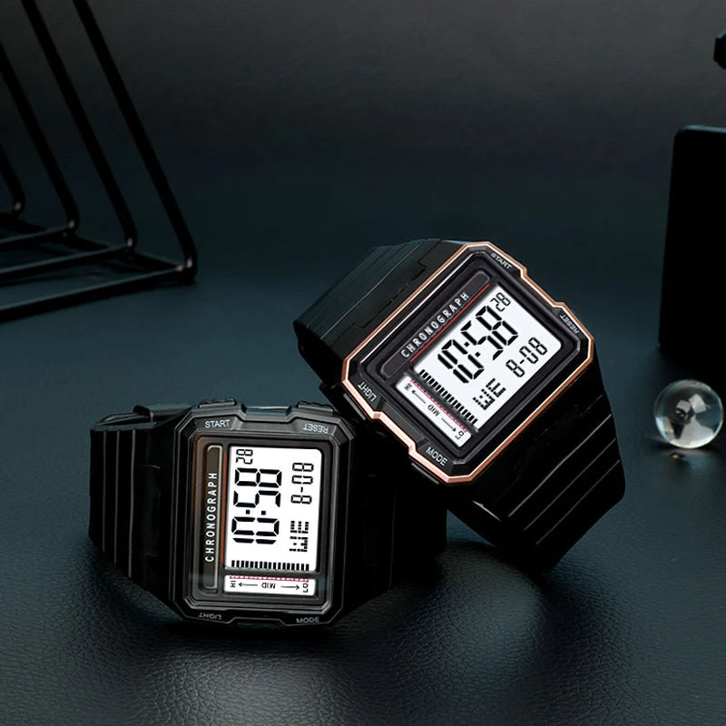 UTHAI CA07 Men's Square Electric Watch Sports Running Time 50ATM Swimming Waterproof LED Fall resistant Male Student Clock