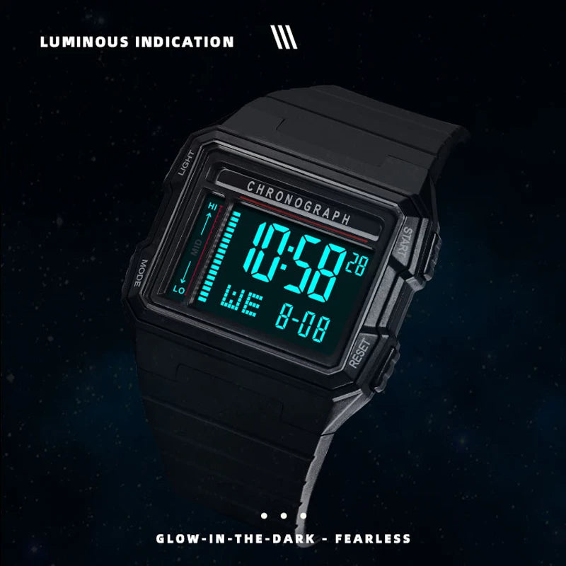 UTHAI CA07 Men's Square Electric Watch Sports Running Time 50ATM Swimming Waterproof LED Fall resistant Male Student Clock