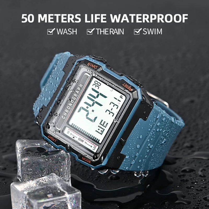 UTHAI CA07 Men's Square Electric Watch Sports Running Time 50ATM Swimming Waterproof LED Fall resistant Male Student Clock